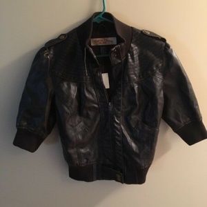 Paris Blues Bomber Style Brown Faux Leather